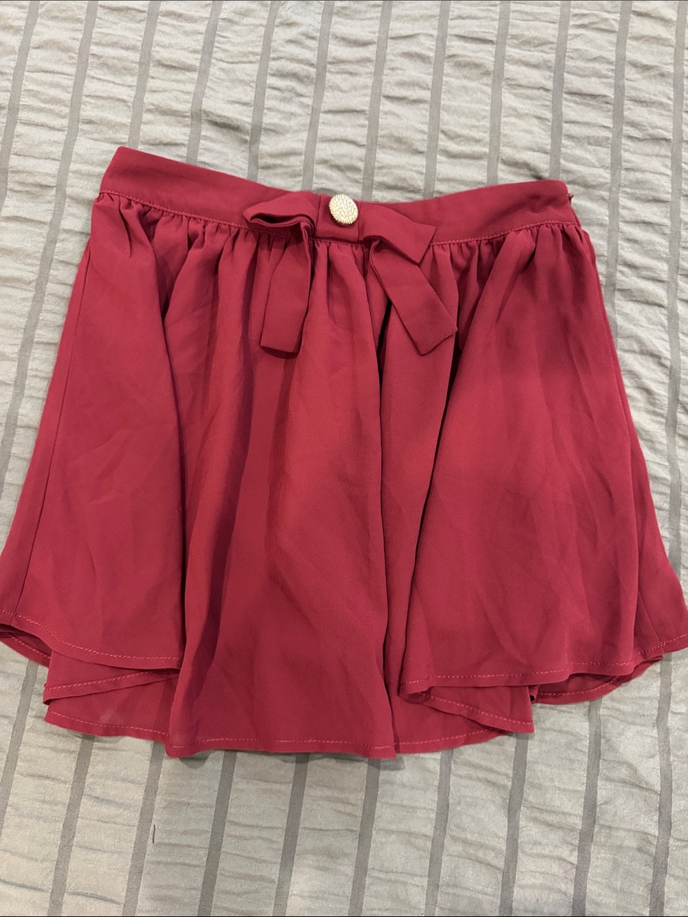 Commense Raspberry Bow-Front Skort with Pearl Button